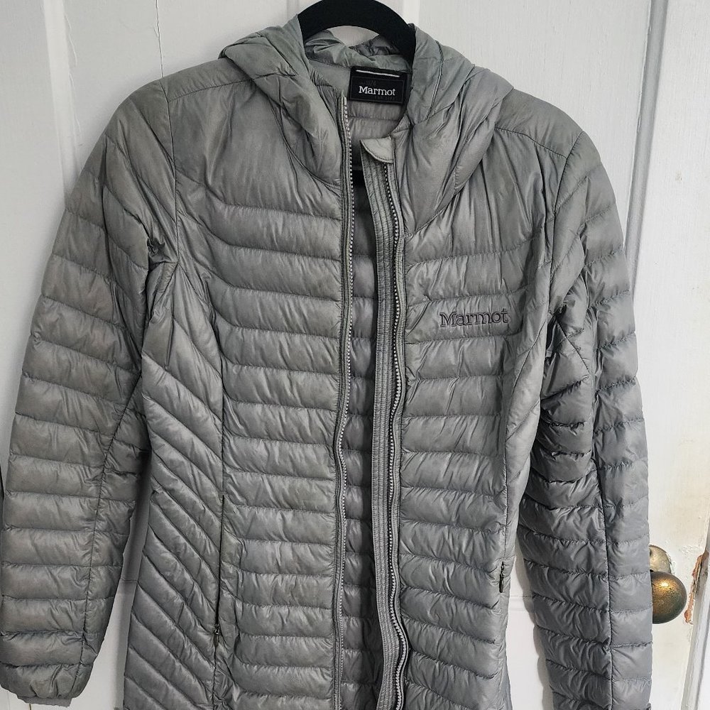 Marmot long down jacket, women's XS